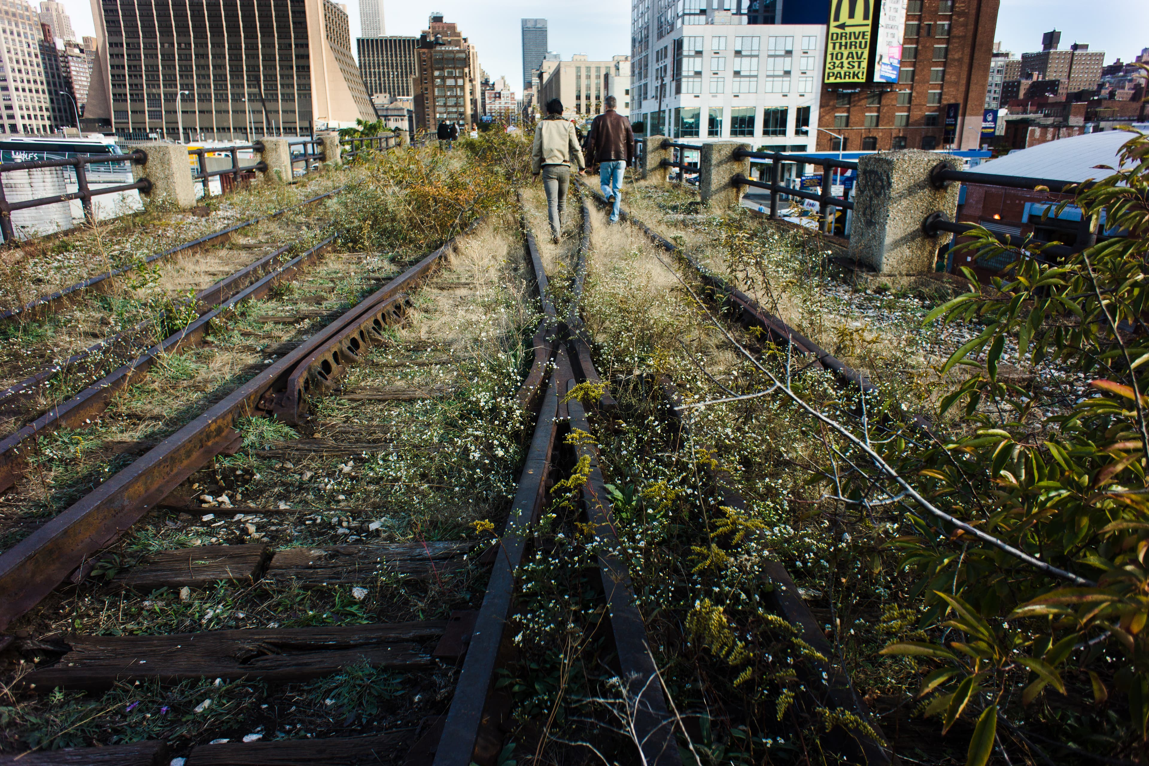 A walking tour of the elevated rail yards on Manhattan's West Side, before they became the third and final section of the High Line — overgrown tracks, gravel ballast, rusted rivets.